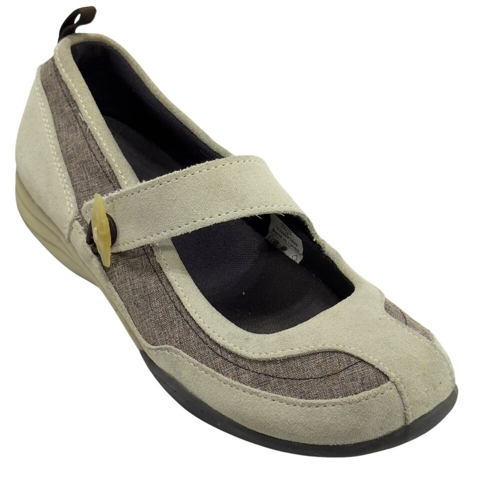 LANDS END Suede/Fabric Comfort Shoes Gray Womens Size 7B